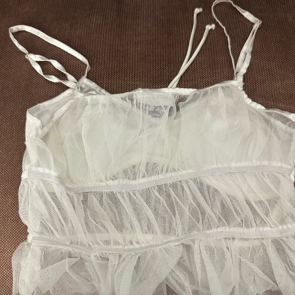 Style Moon White Sheer Ruffle Top - Picture 4 of 4